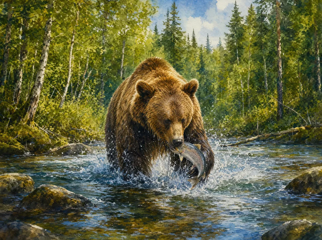 Karhu kalastaa