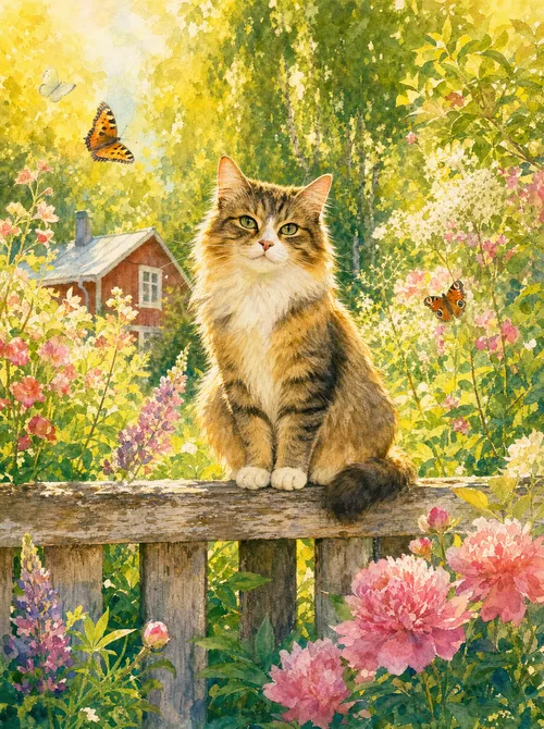 Kissa aidalla