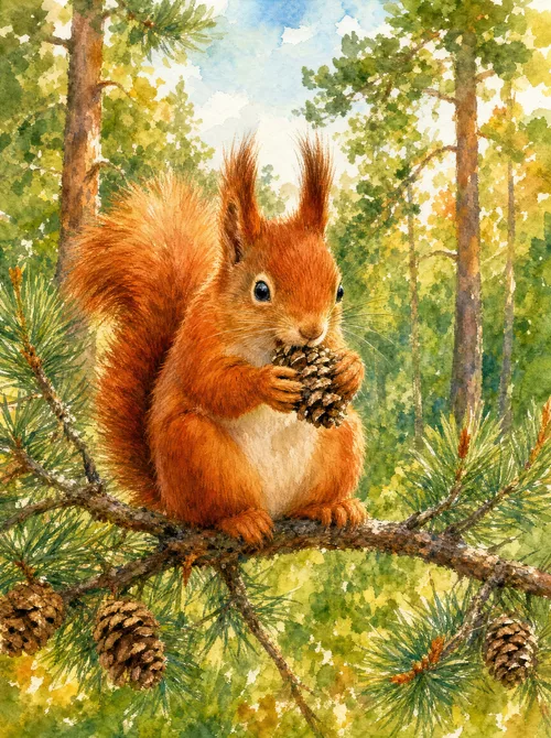 Orava syö käpyä
