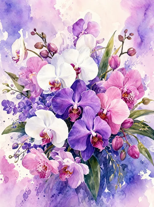 Orkideakimppu purppura
