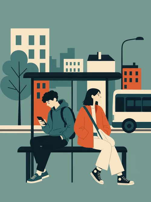 Kaverukset bussipysäkillä