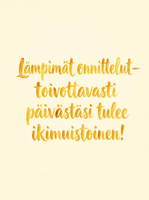 Lämpimät onnittelut toivottavasti päivästäsi tulee ikimuistoinen vesiväri