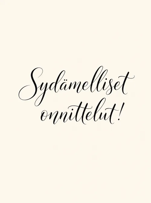 Sydämelliset onnittelut käsinkirjoitettu