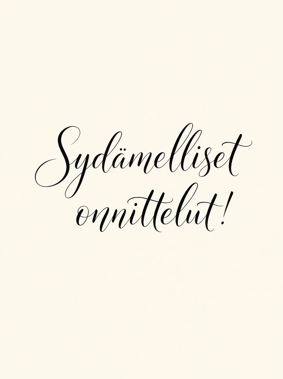 Sydämelliset onnittelut käsinkirjoitettu