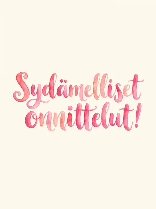Sydämelliset onnittelut vesiväri