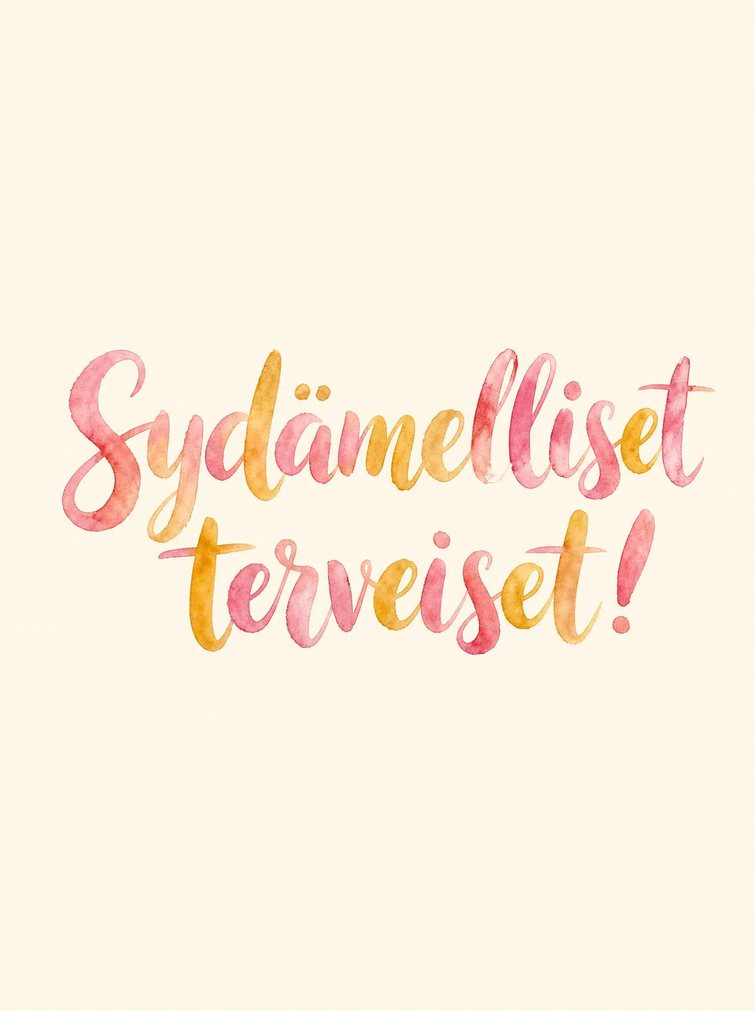 Sydämelliset terveiset vesiväri
