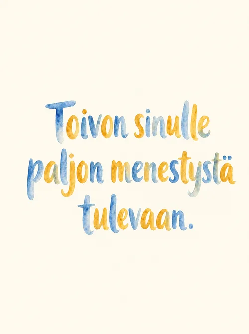Toivon sinulle paljon menestystä tulevaan vesiväri