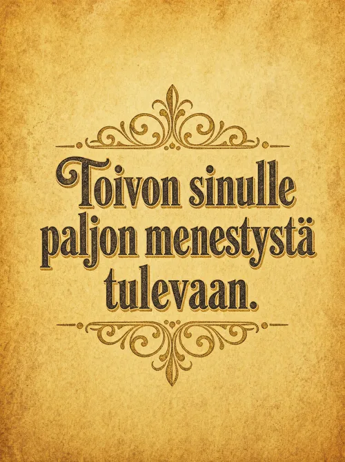 Toivon sinulle paljon menestystä tulevaan vintage
